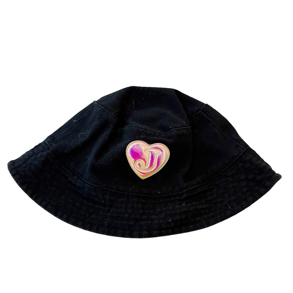 Juicy Couture Pink‎ Black Bucket Hat Reversible Heart J Logo Y2K Vintage